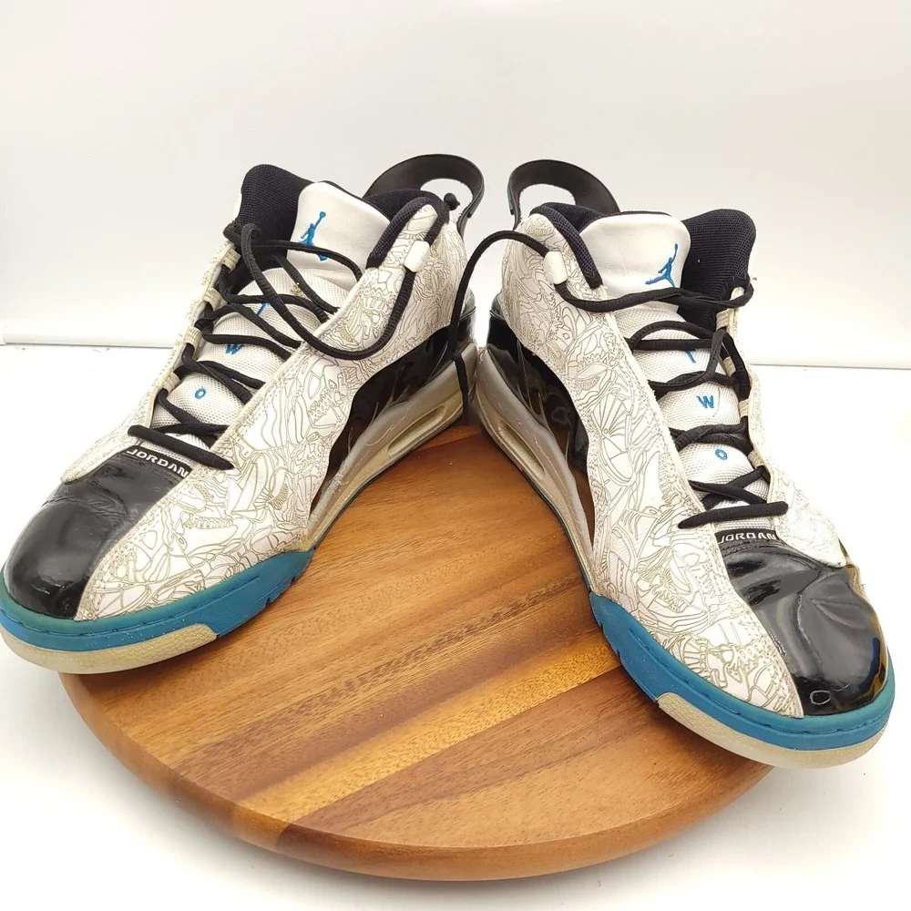 Nike Air Jordan Dub Zero White Mens Size 14 Black Blue Laser Cut 311046-102 2005